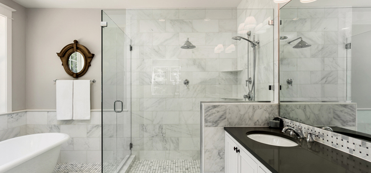 bathroom shower door installation in August